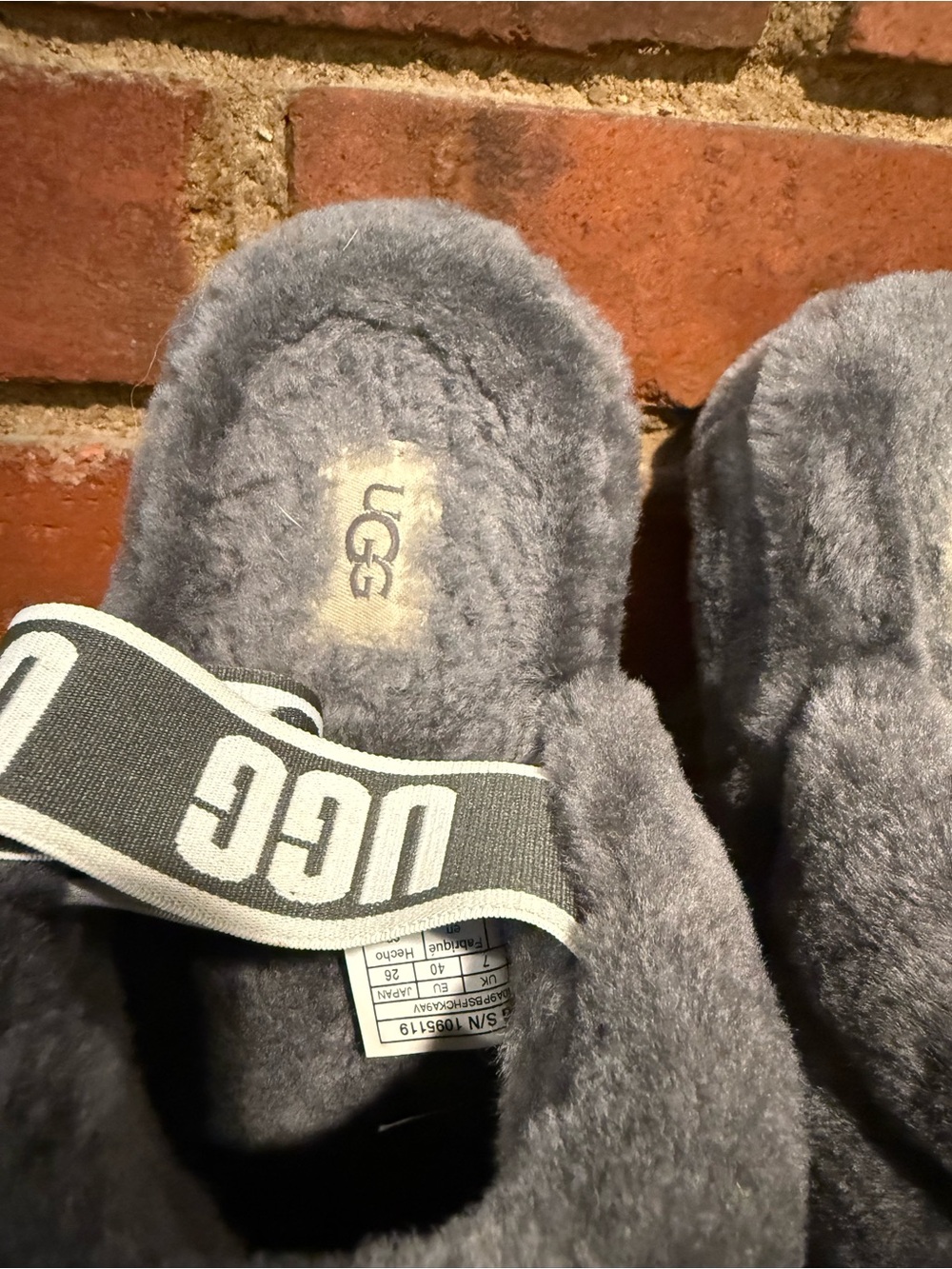 UGG Gray Plush Multi-Band Slide Slippers - Picture 3 of 5